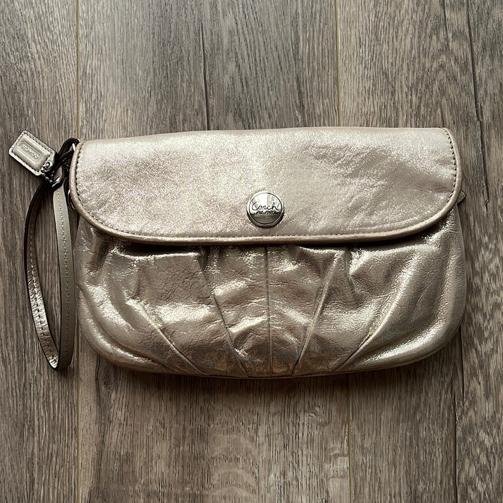 Shiny Coach wristlet